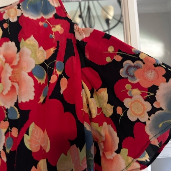 LOFT Red and Orange Midi Sundress with Flutter Sleeves - Picture 3 of 5